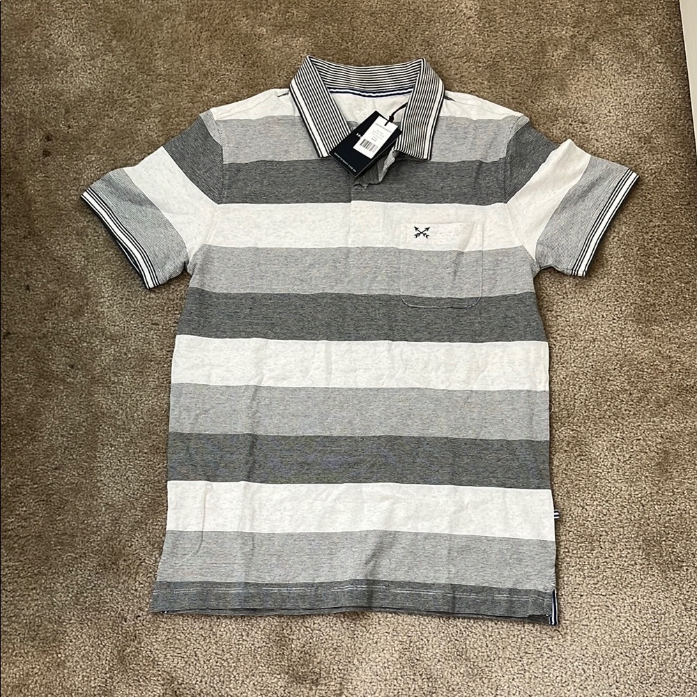Gray Striped Polo Shirt